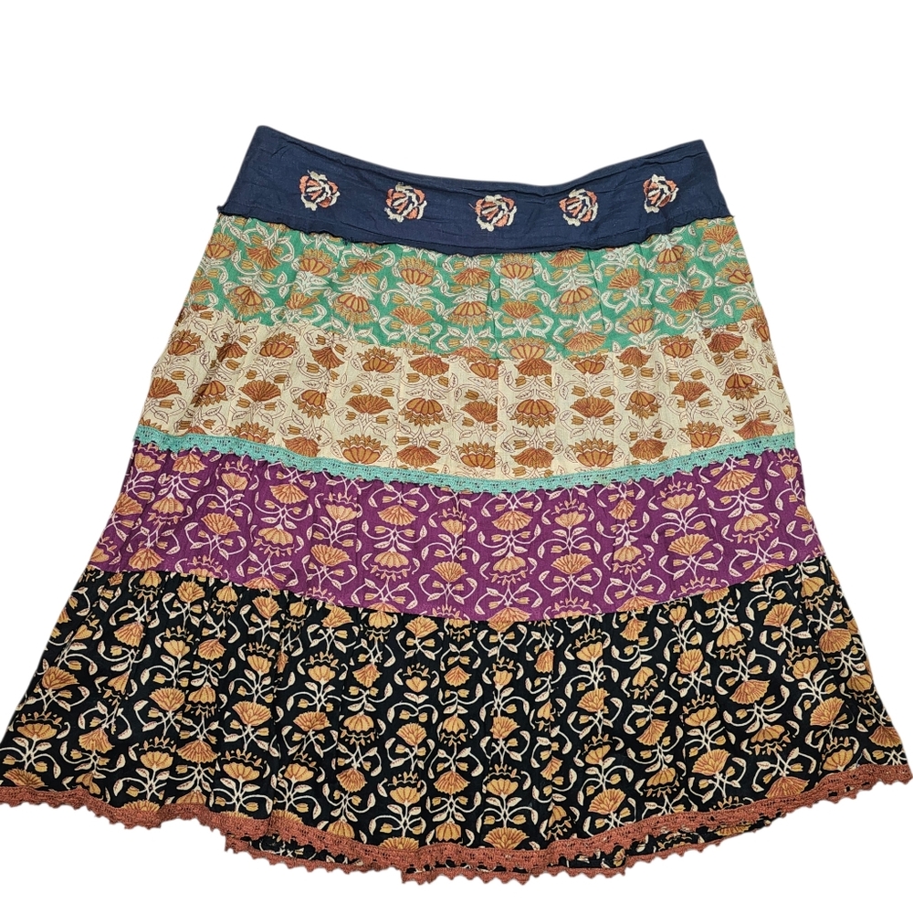Nolita Anthropologie Boho Tiered Floral Mini Skirt In L